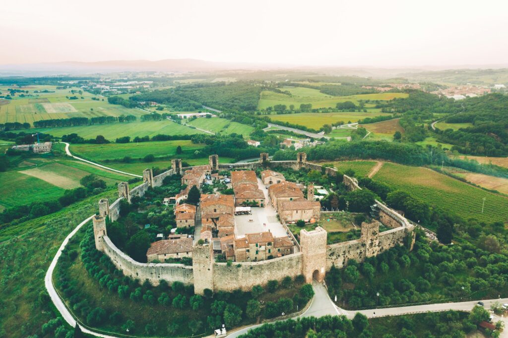 Monteriggioni walls on the drive from Florence to Siena
