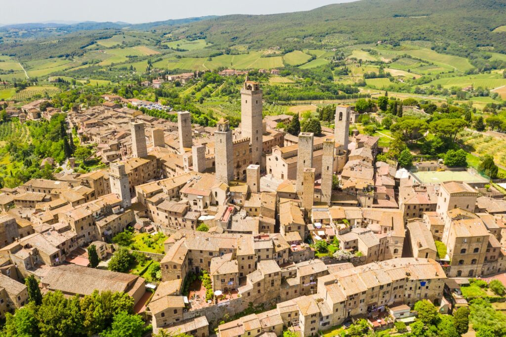 San Gimignano towers, reached by bus or car when you plan how to get to San Gimignano from Florence