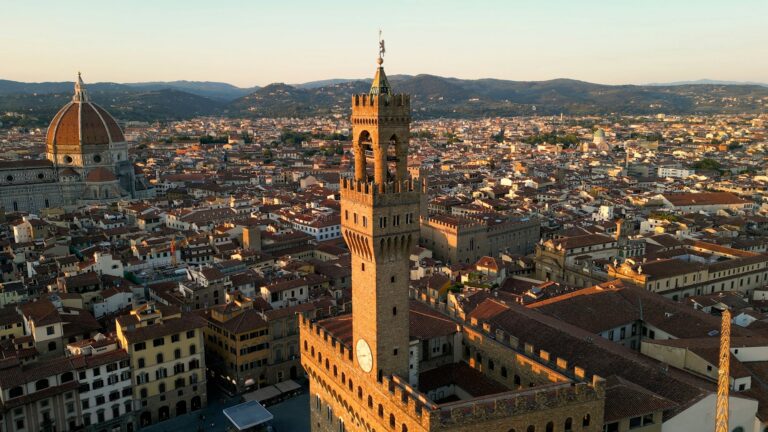 Florence skyline at sunset, a day trip from Livorno to Florence and Pisa