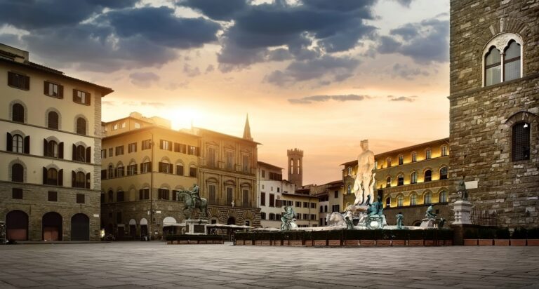 Piazza in Florence at sunrise inside the ZTL Florence map area
